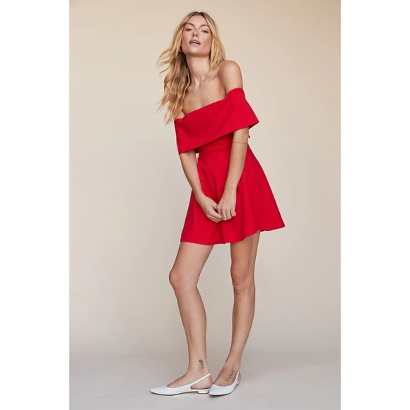 LPA Dresses & Skirts - Revolve LPA Dress Off The Shoulder Red Cayenne Mini Skater